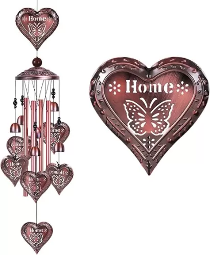 Loving Hearts Memorial Wind Chimes Outdoor/Indoor Decor - Mobile Romantic Wind Catcher, Heart Wind Bells, Blessing Windchimes Gifts for Mom, Home, Balcony, Yard, Park, Festival Garden Decoration