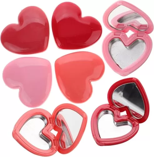 Makeup Organizer Heart Shape Lipstick Box Refillable Containers and Mirror