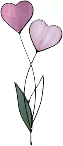 Metal Flower Garden Stakes Heart-Shaped Decoration Led Lights Outdoor Glow Ornaments Pink Valentines Day Present Water Proof Stick Décor for Indoor Lawn Yard Patio 1