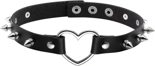 MILAKOO Spiked Choker for Women Leather Love Heart Necklace Studded Rivets Biker Collar Adjustable