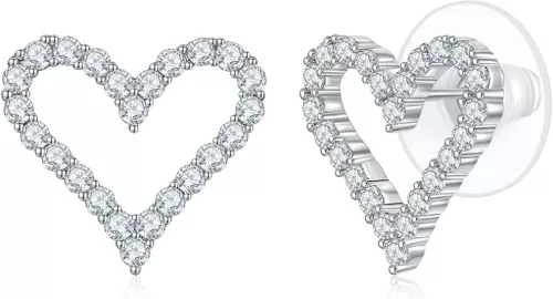 MINDDHA 14K Gold Plated Sud| 925 Sterling Silver Post| Clover Butterfly Heart Bow Stud Earrings for Women – Dainty Earrings with Cubic Zirconia – Jewelry for Everyday Wear or Occasions
