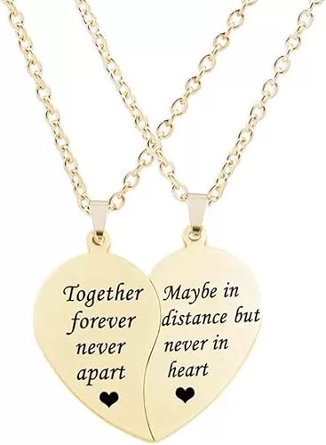 MJartoria BFF Necklace for 2-Valentines Heart Matching Necklace Best Friends Pendant Friendship Necklace Set of 2 Gifts for Women