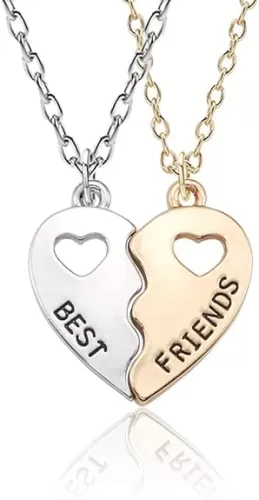 MJartoria BFF Necklaces for 2 Split Heart Pendant Best Friends Necklaces Friendship Necklaces Birthday Gifts