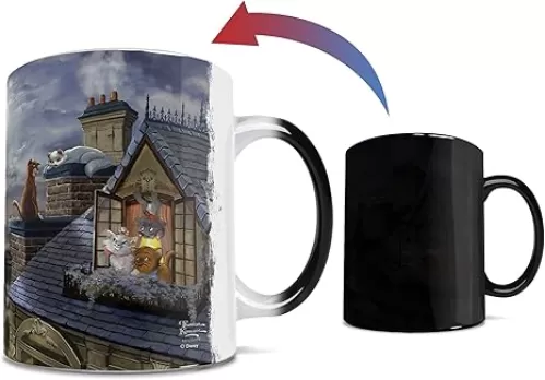 Morphing Mugs Disney – The Aristocats – Love Under the Moon – Thomas Kinkade Studios - One 11 oz Color Changing Ceramic Mug – Image Revealed When HOT Liquid Is Added!