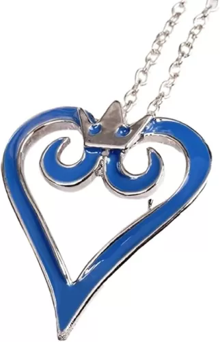 New Horizons Production Kingdom of Hearts Blue Cutout Heart Metal Pendant Necklace