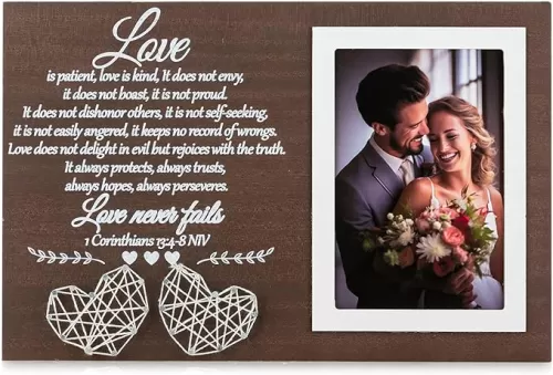 NUPTIO Couple Gifts Picture Frames: Wedding Gift Ideas Anniversary Engagement Christmas Birthday Presents for Couples Boyfriend Girlfriend Newlyweds Friends 4x6 Wood Love Photo Frame
