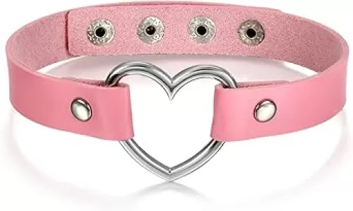 OIDEA Adjustable Leather Heart Charm Choker Necklace for Women - Party Cosplay Halloween Decorations