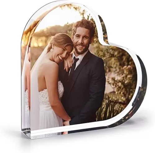 Personalization Lab Acrylic Photo Block, Custom Photo Gifts, 5x5 Heart | 1" Thick | Fathers Day, Graduation Gifts for Him, Her