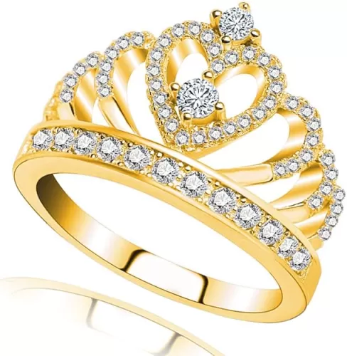 Princess Queen Crown Rings for Women Eternity Heart-Shaped Promise Ring Zircon Jewelry