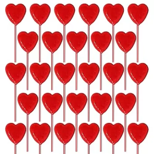 Red Heart Strawberry Lollipops – 51 Count (17.63 oz) – Individually Wrapped Valentine’s Day Candy – Made in Brazil