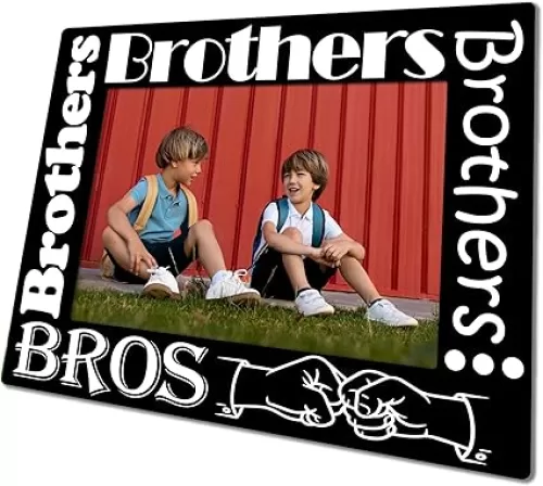 Retro Printing Black Photo Frame For 4 X 6 Picture With Back Bracket, Brother Bro For Boy Son Brothers Picture Frame, Birthday Gifts For Bro, Home Office Decor Or Heart-Warming Gifts - C05
