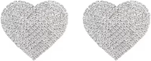Rhinestone Heart Love Big Stud Earrings for Women Dainty 925 Sterling Silver Post Big Crystal Hearted Studs Pin Hypoallergenic Minimalist Fashion Wedding Birthday Her Mom