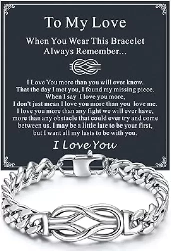 Richsteel Love Kont Bracelet Gift for Men Stainless Steel Infinity Bracelets Love Link Forever Promise Gifts for Father