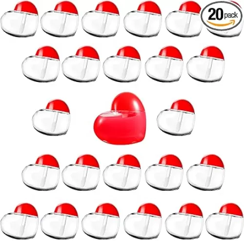 RONRONS 20 Pieces Heart Lip Gloss Tubes, Clear Plastic Empty Lip Gloss Container Cute Heart Shape Mini Lipgloss Tubes with Wand Bulk for Women Girls DIY Cosmetics Small Business