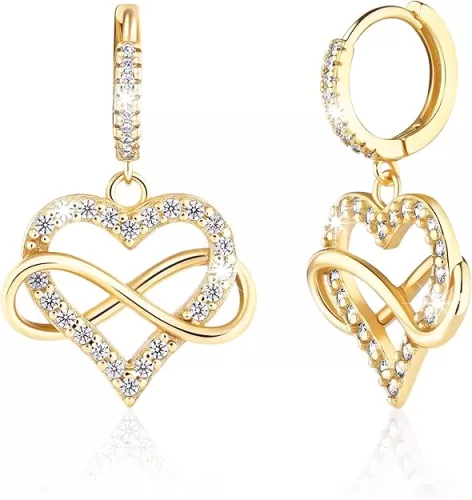 Sash & Soph Infinity Heart Earrings, Hanging Heart Earrings for Women, 925 sterling Silver and Cubic Zirconia Dangling Earrings, Jewelry Gifts for Women, Mom, Wife, Girlfriend