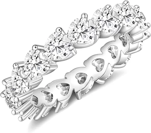 SHINYSO Wedding Band for Women Infinity Heart-Shaped Cubic Zirconia Ring Engagement Stacking Promise Rings for Her Gold/Silver Size 4-10