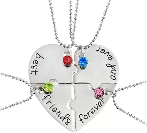 SIVITE Best Friends Forever and Ever Necklace with Crystal Broken Heart Charm Pendant Set Friendship Necklace