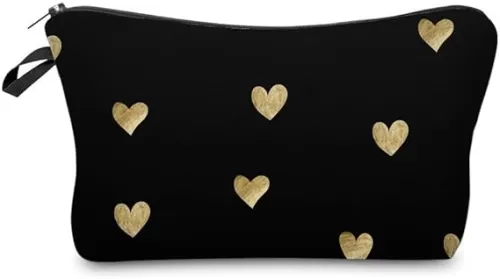 Small Makeup Bag, Cute Cosmetic Bag Coin Purse Lipsticks Pouch with Zipper for Women Girls Makeup Essentials Accessories(Heart)