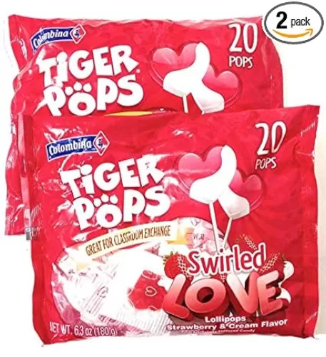 Swirled Love Heart Shaped Tiger Pops - 2 Bags