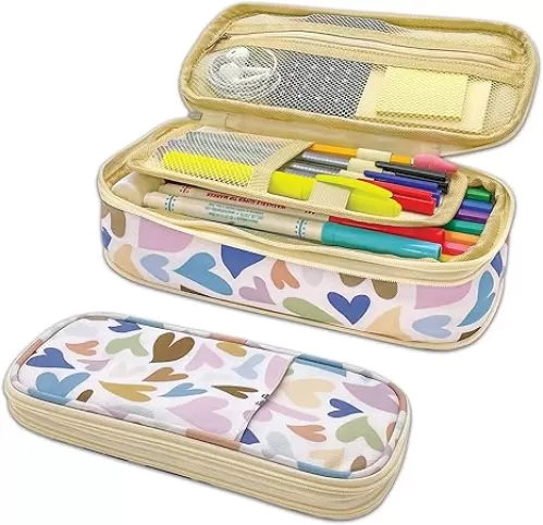 Teacher Created Resources Hearts Pencil Case Multifunctional Large Capacity Bag Pouch Holder Organizer