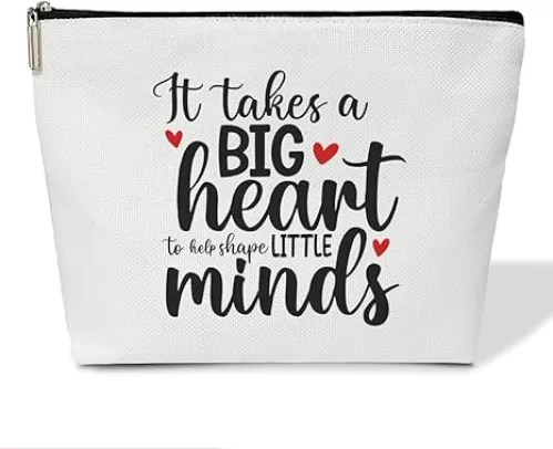 Teacher Makeup Bag Teacher Appreciation Gifts It Takes Big Heart To Help Shape Little Minds Make Up Bag Teacher Thank You Gifts Portable Travel Toiletry Bag for Women 1 PCS Cosmetic Bag for Pouch -B02
