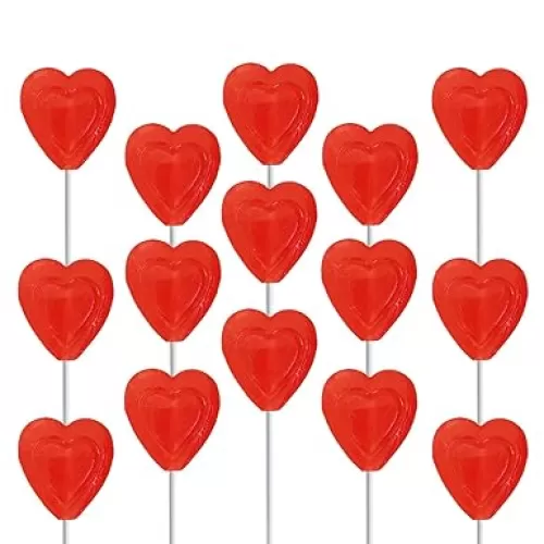 The Dreidel Company Lollipops Red Double Heart Shaped Cherry Flavored, Individually Wrapped, 12-Pack