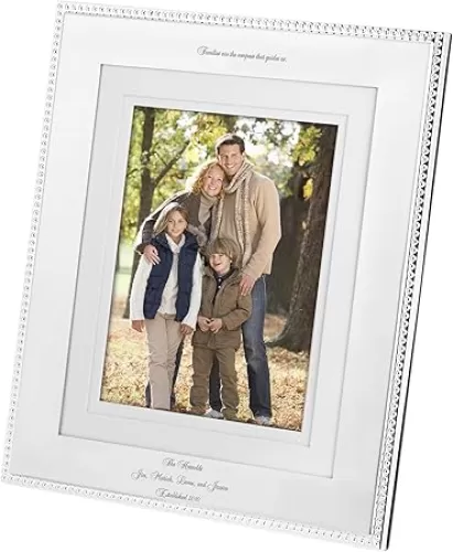 THINGS REMEMBERED Engraved Silver Beaded 8x10 Picture Frame- Vertical/Portrait (Free Customization)