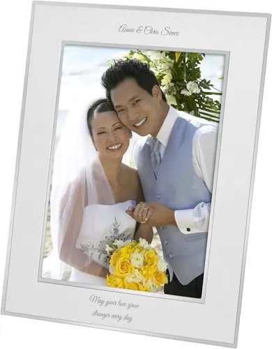 THINGS REMEMBERED Engraved Wedding Flat Iron Silver 8" x 10" Picture Frame - Vertical (Free Customization)