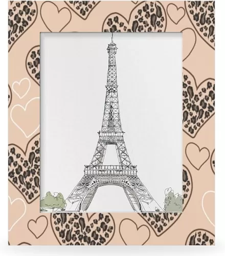 TropicalLife Leopard 8x10 Picture Frame 8 by 10 Photo for Wall or Tabletop Display Home Decor Leopard Heart Shapes Wooden Photo Frame