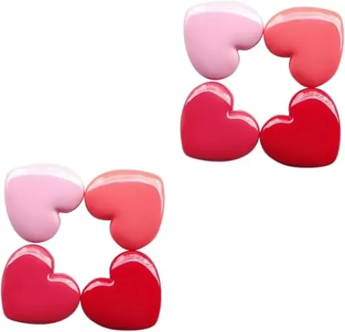 VALICLUD 2sets Heart Shape Refillable Cosmetic Containers for Lipstick Eyeshadow Lightweight Travel Bottles for Creams for Daily Use and Makeup The Go Random Color 4pcs*2
