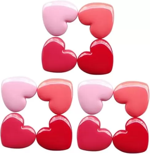 VALICLUD 3sets Refillable Heart Shape Container for Lipstick Eyeshadow and Blusher Travel Friendly Bottles Lightweight and Odorless for Makeup Lovers Random Color 4pcs*3