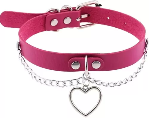 Yeoubi Women Leather Choker Collar Necklaces Punk Choker Goth Heart Chain Choker