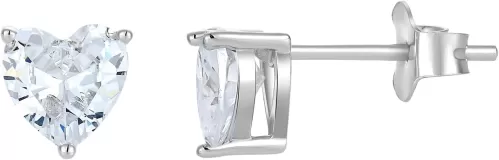 YL Heart Earrings 925 Sterling Silver Love Solitaire Stud Earrings 6x6 MM Birthstone Jewelry for Women