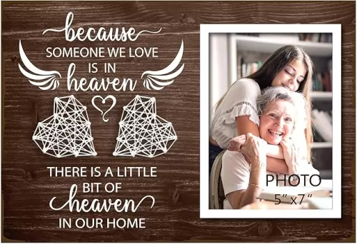 Yudarte Wooden String Heart Memorial Picture Frame 5x7 Inches Photo - Bereavement Sympathy Grieving In Memory of Loved One Gifts