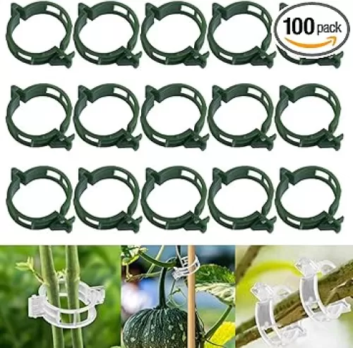 100 PCS Secured Plastic Plant Clip, Plant Support Clips, Garden Clips for Climbing Plants, Plastic Trellis Clips Plant Support Clips Tomato Grape Vine Vegetables Plant Fixing Clips