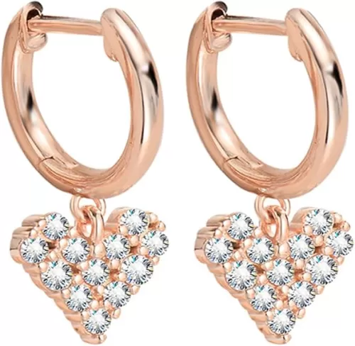14K Gold Heart-Shaped 1ct.t.w. D-Color VVS1 Diamond Hinged Hoop Earrings for Women, Special Present for Mother on Her Day or Birthday