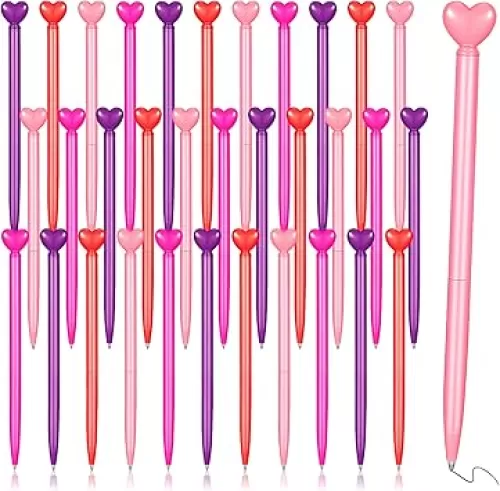 20 Pcs Valentine‘s Day Heart Shaped Ballpoint Pens Retractable Metal Ballpoint Pen with Black Ink Party Favor for Office School Classroom Valentine‘s Day Wedding Party Supplies, 4 Colors