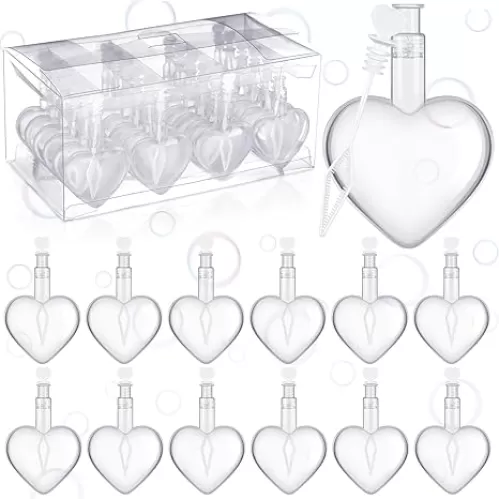 24 Pack Bubbles for Wedding Party Favors Mini White Heart Bubble Wand Bulk for Kids Adult Wedding Anniversary Bachelorette Propose Graduation Party Favors(White)
