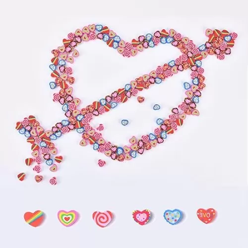 300PCS Mini Cute Pencil Erasers for Kids, Heart-Shaped Erasers Bulk for Valentine