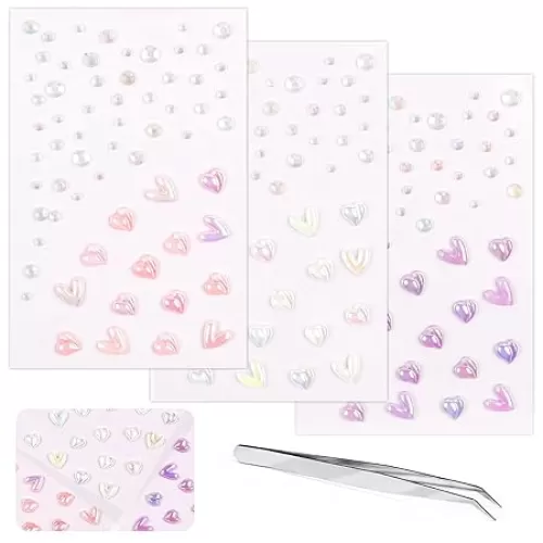 3PCS Face Gems Stickers Self Adhesive Love Heart Shape Glitter Tattoo for Eye Jewels Hair Gems Face Rhinestones Festival Essentials Rave Accessories Spring Makeup for Kids and Women