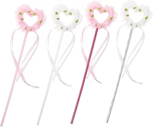 4Pcs Heart Fairy Wands Sparkly for Light Up Performance Props for Parties Dances and Photography Decor for Dress Up and Cosplay
