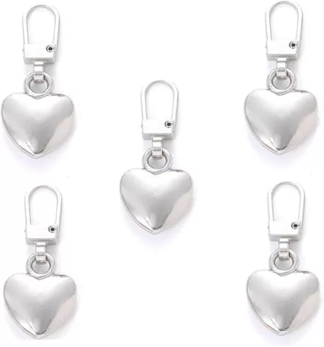 5 Pcs Journey Studio Heart Shaped Zipper Pull Replacement Metal Zipper Backpack Zippers Mend Fixer Repair for Coats Jackets Pants Luggage, Fasteners, Sewing Notions and Supplies (Bronze)