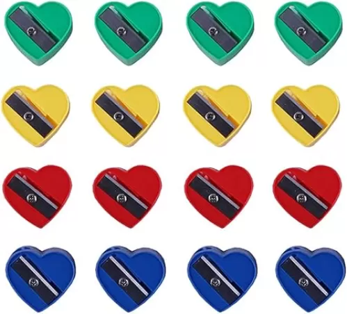50 Pcs Mini Colorful Heart Pencil Sharpeners Manual Handheld Pencil Sharpeners for Kids