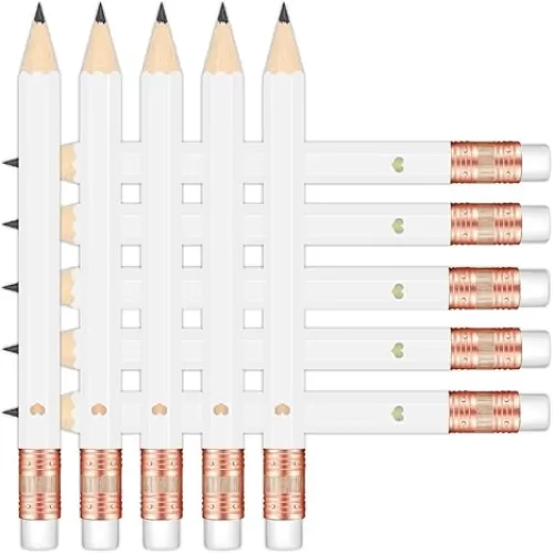 50Pcs - Bridal Shower Sharpened Half Pencils with Erasers, Pre-sharpened Pencils for Bridal Shower & Wedding Games, 4 Inches (Heart - White)
