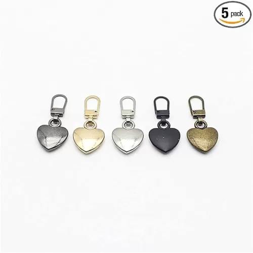 5Pcs Multicolor Journey Studio Heart Shaped Zipper Pull Replacement Metal Zipper Backpack Zippers Mend Fixer Repair for Coats Jackets Pants Luggage, Fasteners, Sewing Notions and Supplies