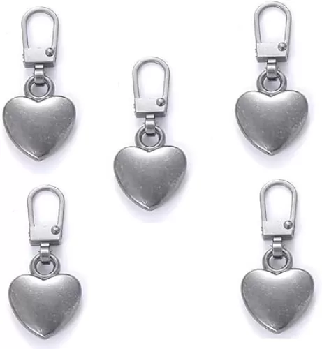 5Pcs Zipper Pull Heart Shaped Zipper Pull Replacement Metal Zipper Backpack Zippers Mend Fixer Repair for Coats Jackets Pants Luggage, Fasteners, Sewing Notions and Supplies (Black)