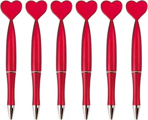 6 Pcs Ballpoint Pens Heart Shaped Writing Pens 1.0mm Pens Journaling Pens Wedding Pens for School Office Party