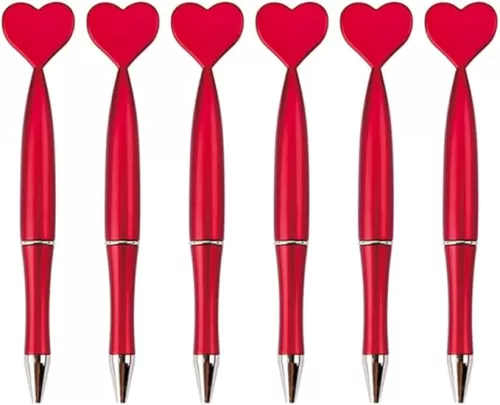 6 Pcs Heart Shaped Ballpoint Pens 1.0mm Signature Pens for School Office Party and Gifting