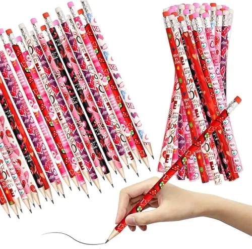 Jgalnim 72PCS Valentine's Day Pencils, Party Favors Wooden Pencils,Heart Shape Color Pencils with Erasers for Party Favor Gifts and Kids Giveaways Rewards School Supplies Children Exchange Gifts