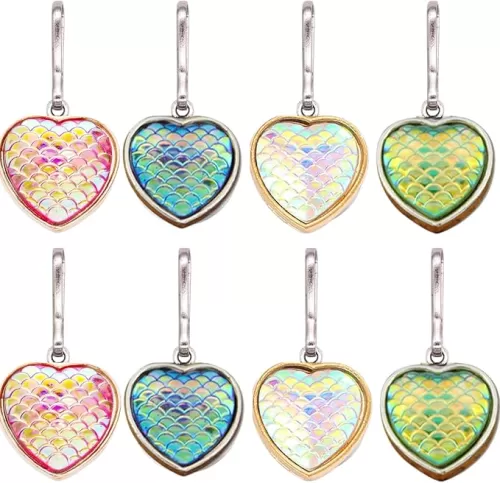 8 pcs Heart Bling Zipper Pull Charms, Zippers Pulls Replacement, Zipper